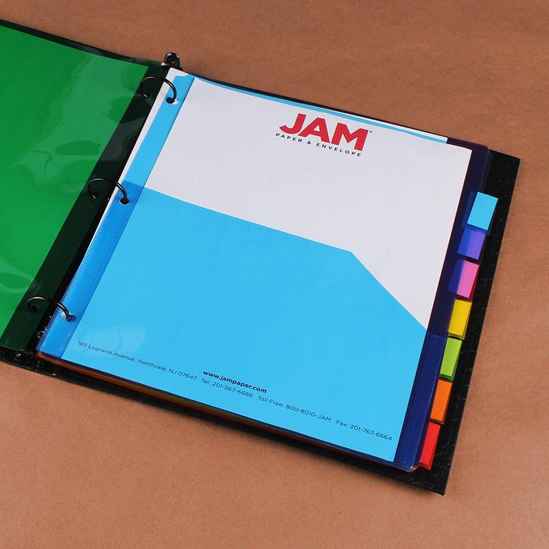 JAM PAPER Plastic Index 8-Tab Dividers w/Double Pockets - 9 3/4 x 11 1/2 - Assorted Multi-Color - 8 Tabbed Dividers/Pack - Image 4